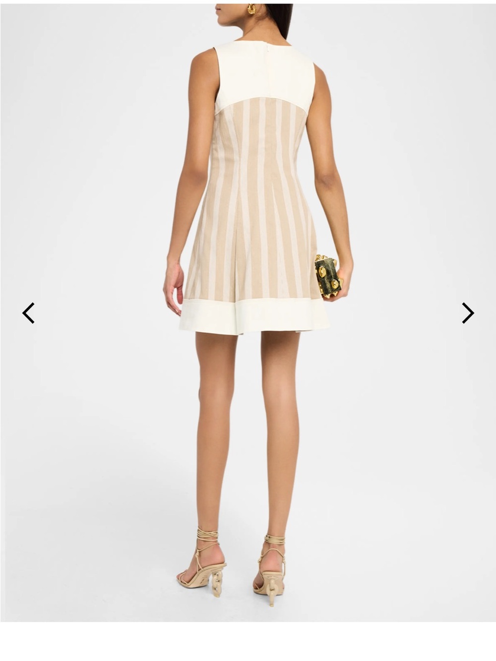 Ramy Brook Beige and White Striped Button-Front Mini Dress - Picture 3 of 5